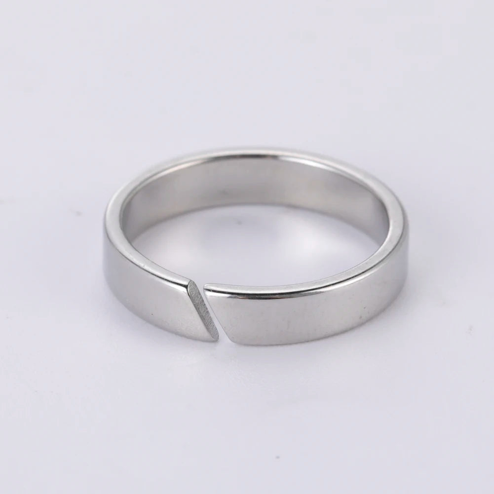 Minimalist Couple Rings - Stainless Steel Silver Open Design