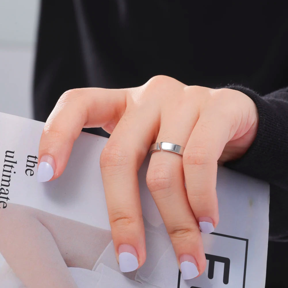 Minimalist Couple Rings - Stainless Steel Silver Open Design
