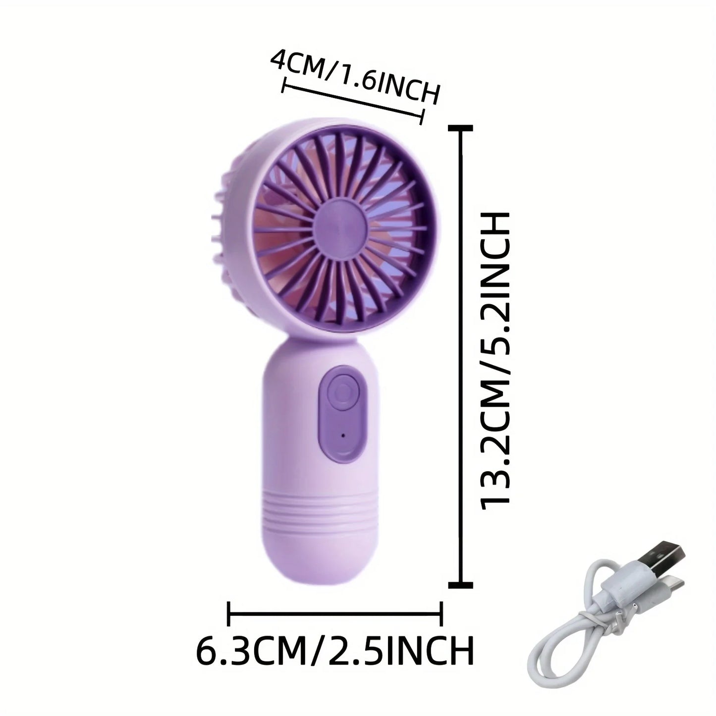 Mini Portable Handheld Fan – USB Rechargeable, 3-Speed for Office & Travel