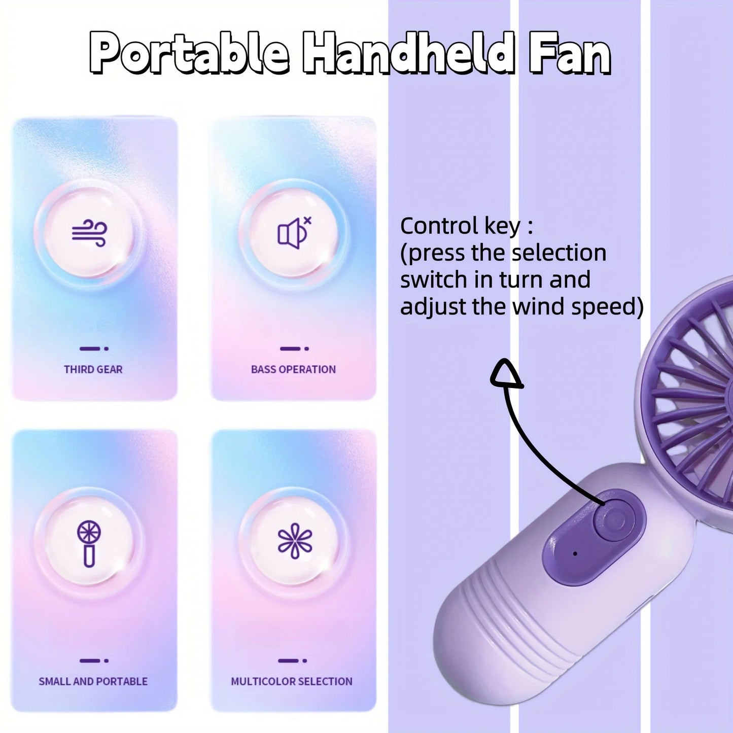 Mini Portable Handheld Fan – USB Rechargeable, 3-Speed for Office & Travel