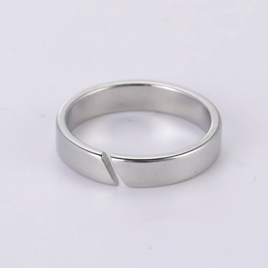 Minimalist Couple Rings - Stainless Steel Silver Open Design