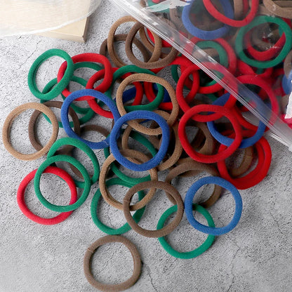 50Pcs Mixed Color Hair Ties - 4cm Elastic Ponytail Holders