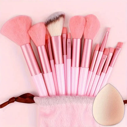 13-Piece Makeup Brush Set - Soft & Fluffy for Foundation, Eyeshadow, Blush & Powder