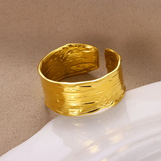 Minimalist Geometric Gold Stainless Steel Couple Ring
