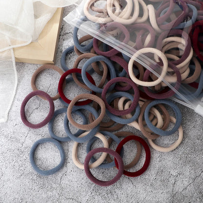 50Pcs Mixed Color Hair Ties - 4cm Elastic Ponytail Holders