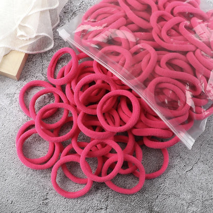 50Pcs Mixed Color Hair Ties - 4cm Elastic Ponytail Holders