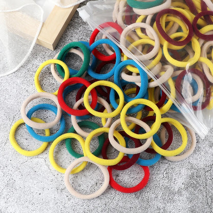 50Pcs Mixed Color Hair Ties - 4cm Elastic Ponytail Holders