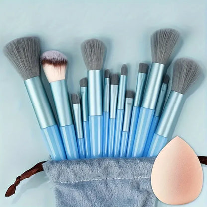 13-Piece Makeup Brush Set - Soft & Fluffy for Foundation, Eyeshadow, Blush & Powder
