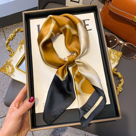 Luxury Silk Square Scarf – 70cm Satin Neck Tie & Headband for Women
