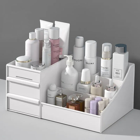 Makeup Storage Box - White Plastic Organizer