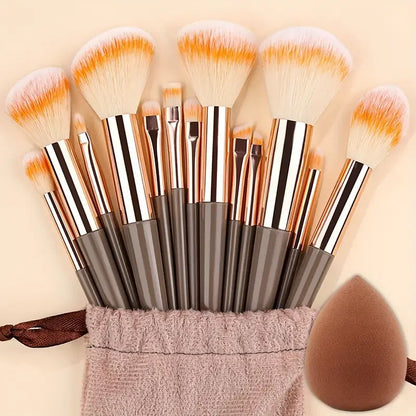 13-Piece Makeup Brush Set - Soft & Fluffy for Foundation, Eyeshadow, Blush & Powder