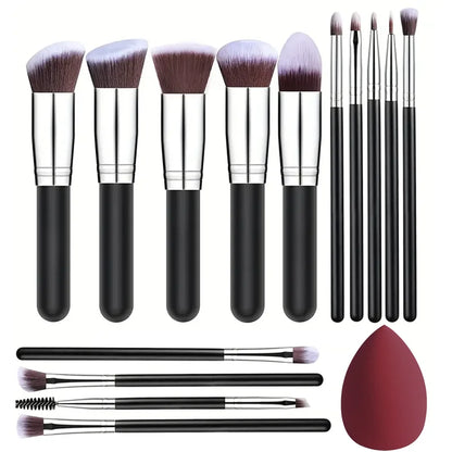 14-Piece Makeup Brush Set - Soft & Fluffy for Foundation, Blush, Powder & Eyeshadow