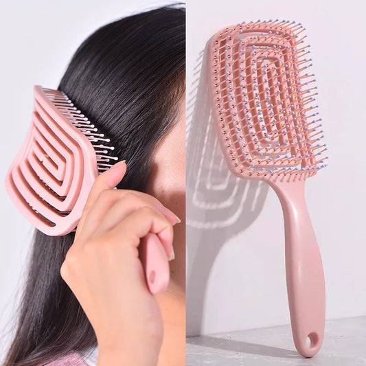 Elastic Massage Comb – Scalp Massager & Detangling Brush for Fast Blow-Drying
