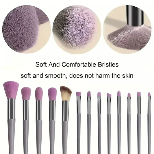 13-Piece Makeup Brush Set - Soft & Fluffy for Foundation, Eyeshadow, Blush & Powder