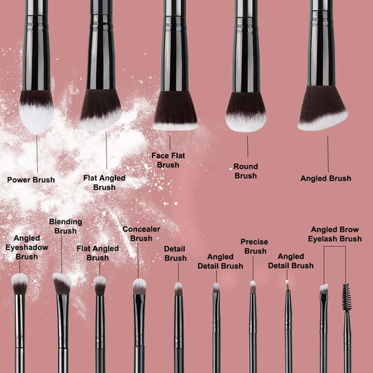 14-Piece Makeup Brush Set - Soft & Fluffy for Foundation, Blush, Powder & Eyeshadow