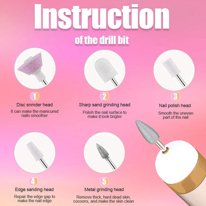 5-in-1 Nail Drill Machine – Portable Gel Remover with Light