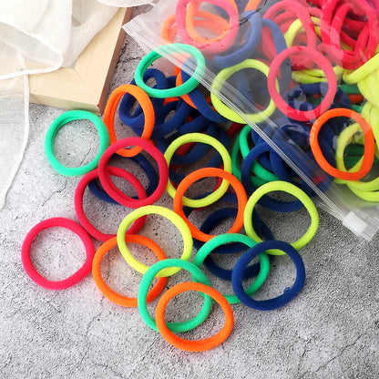 50Pcs Mixed Color Hair Ties - 4cm Elastic Ponytail Holders