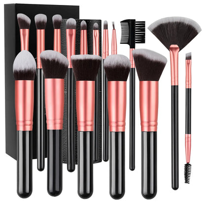 14/16-Piece Makeup Brush Set - Soft & Fluffy for Eye Shadow, Foundation, Blush & Concealer