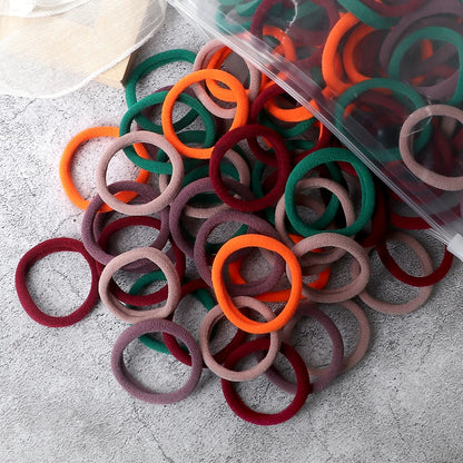 50Pcs Mixed Color Hair Ties - 4cm Elastic Ponytail Holders