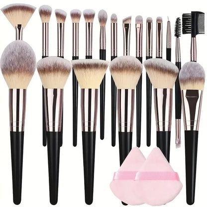 3-20PCS Makeup Brush Set - Soft & Fluffy for Eyeshadow, Foundation, Blush & Concealer