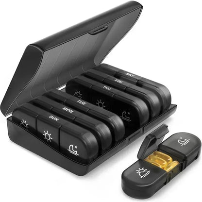 1 Set 7-Day Pill Organizer – 21 Grids, 3 Compartments per Day, Portable Travel Medicine Box