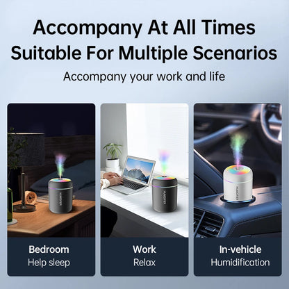 180ML Mini USB Air Humidifier – Aroma Diffuser with LED Lights for Car, Home, or Bedroom