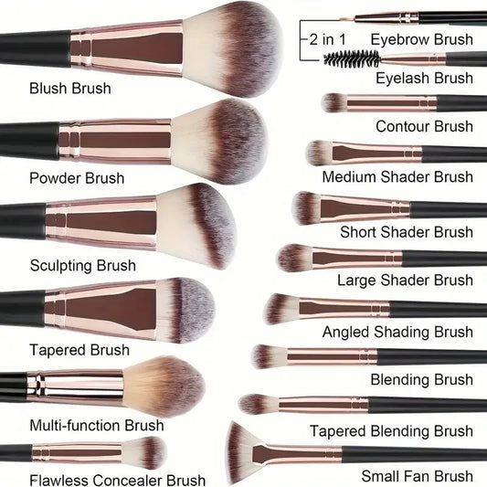 3-20PCS Makeup Brush Set - Soft & Fluffy for Eyeshadow, Foundation, Blush & Concealer