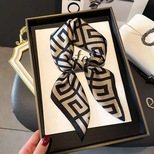 Luxury Silk Square Scarf – 70cm Satin Neck Tie & Headband for Women