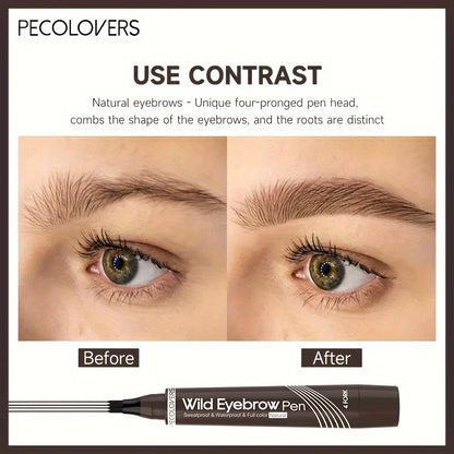 6 Colors Waterproof 4-Tip Eyebrow Pen – Long-Lasting Liquid Eyebrow Tattoo Pencil