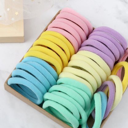 50Pcs Mixed Color Hair Ties - 4cm Elastic Ponytail Holders