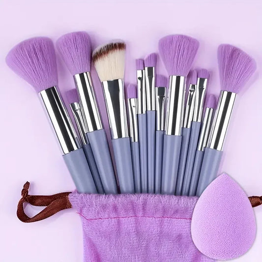 13-Piece Makeup Brush Set - Soft & Fluffy for Foundation, Eyeshadow, Blush & Powder