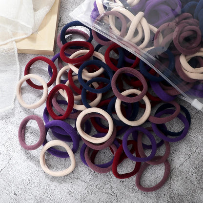 50Pcs Mixed Color Hair Ties - 4cm Elastic Ponytail Holders