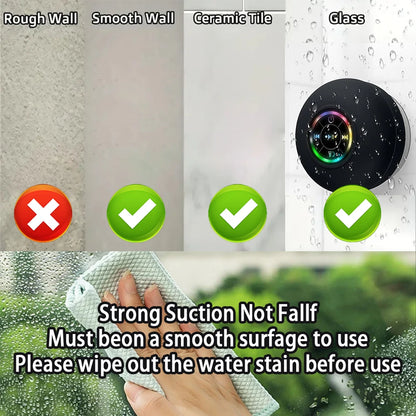 Portable Bluetooth Speaker – IPX4 Waterproof, Suction Cup Design, 3W Stereo Sound