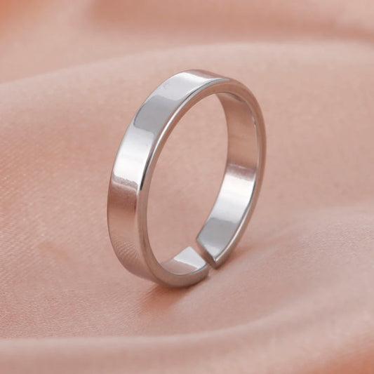 Minimalist Couple Rings - Stainless Steel Silver Open Design