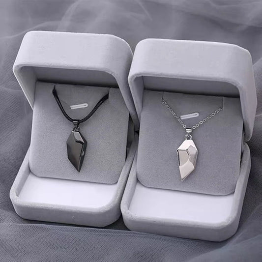 Couple Pendant Necklace – Magnetic Heart & ECG Design