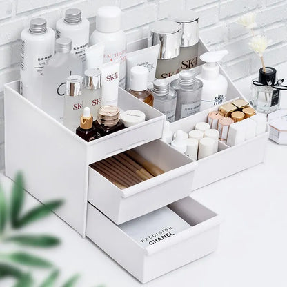 Makeup Storage Box - White Plastic Organizer