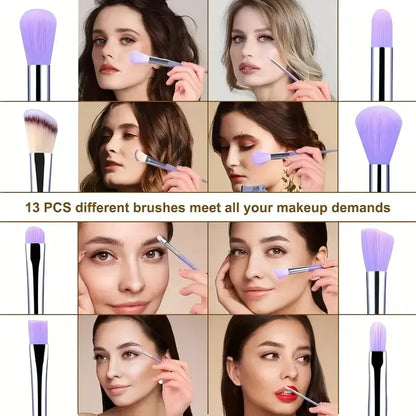 13-Piece Makeup Brush Set - Soft & Fluffy for Foundation, Eyeshadow, Blush & Powder