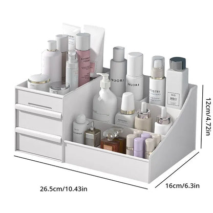 Makeup Storage Box - White Plastic Organizer