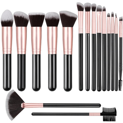 14/16-Piece Makeup Brush Set - Soft & Fluffy for Eye Shadow, Foundation, Blush & Concealer