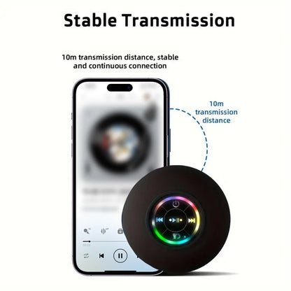Portable Bluetooth Speaker – IPX4 Waterproof, Suction Cup Design, 3W Stereo Sound