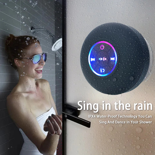 Portable Bluetooth Speaker – IPX4 Waterproof, Suction Cup Design, 3W Stereo Sound