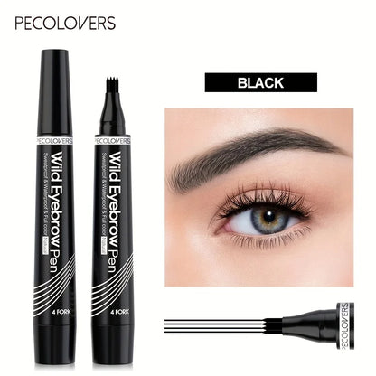 6 Colors Waterproof 4-Tip Eyebrow Pen – Long-Lasting Liquid Eyebrow Tattoo Pencil
