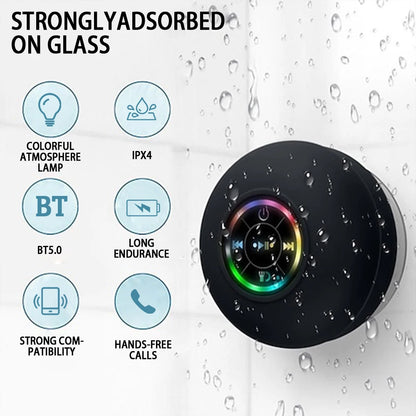 Portable Bluetooth Speaker – IPX4 Waterproof, Suction Cup Design, 3W Stereo Sound