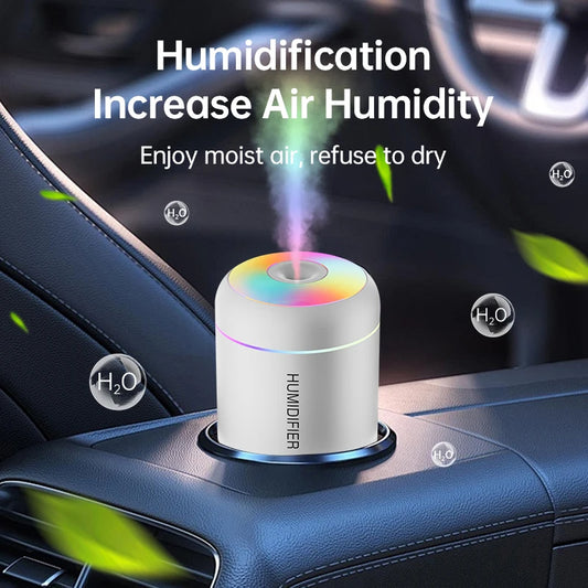 180ML Mini USB Air Humidifier – Aroma Diffuser with LED Lights for Car, Home, or Bedroom