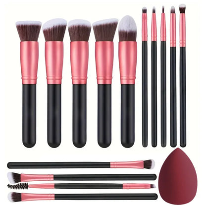 14-Piece Makeup Brush Set - Soft & Fluffy for Foundation, Blush, Powder & Eyeshadow