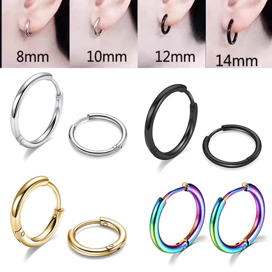 Minimalist Stainless Steel Hoop Earrings - Unisex Cartilage Piercing Jewelry