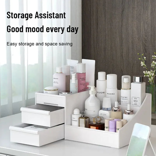 Makeup Storage Box - White Plastic Organizer
