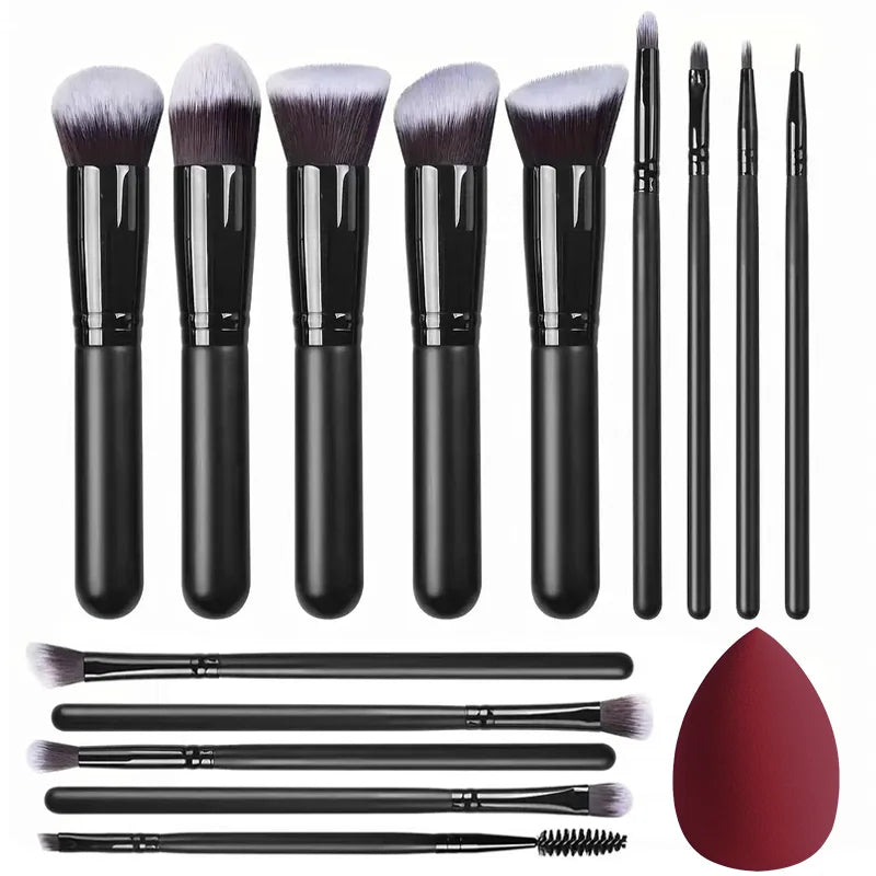 14-Piece Makeup Brush Set - Soft & Fluffy for Foundation, Blush, Powder & Eyeshadow