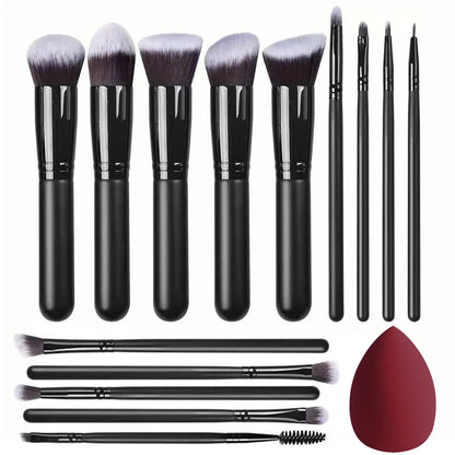 14-Piece Makeup Brush Set - Soft & Fluffy for Foundation, Blush, Powder & Eyeshadow