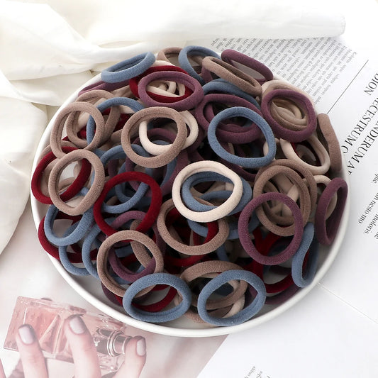 50Pcs Mixed Color Hair Ties - 4cm Elastic Ponytail Holders